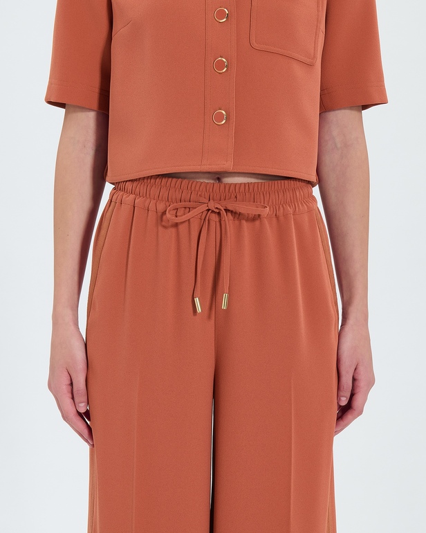Pantalon Piela Pantalon ample en cr&ecirc;pe brique ZAPA