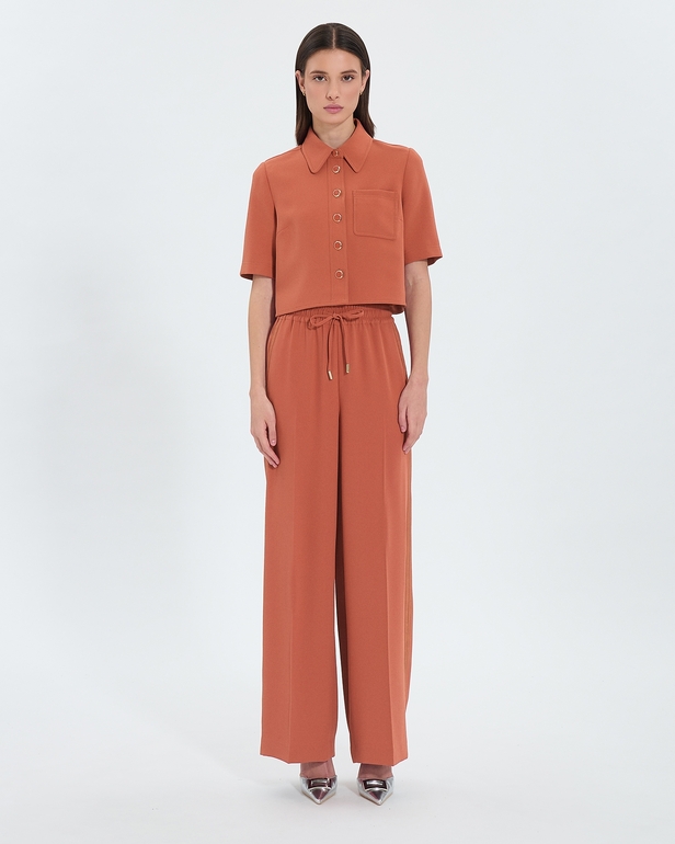 Pantalon Piela Pantalon ample en cr&ecirc;pe brique ZAPA