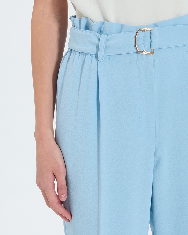 Pantalon Patricia Pantalon cigarette en cr&ecirc;pe bleu ZAPA