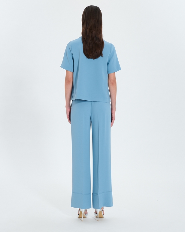 Pantalon Poesie Pantalon fluide bleu hortensia ZAPA