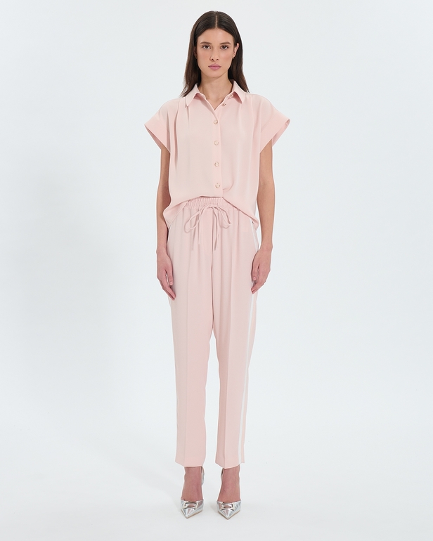 Pantalon Piel Pantalon ample en cr&ecirc;pe nude ZAPA