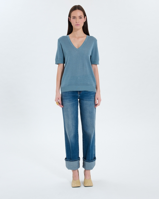Pull Namika Pull col V bleu ZAPA