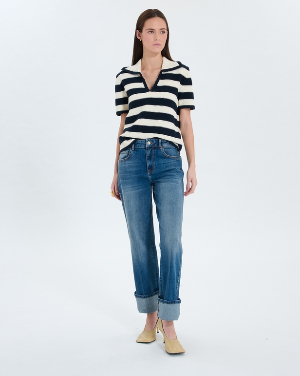 Pull Nickle Pull manches courtes &agrave; rayures ZAPA