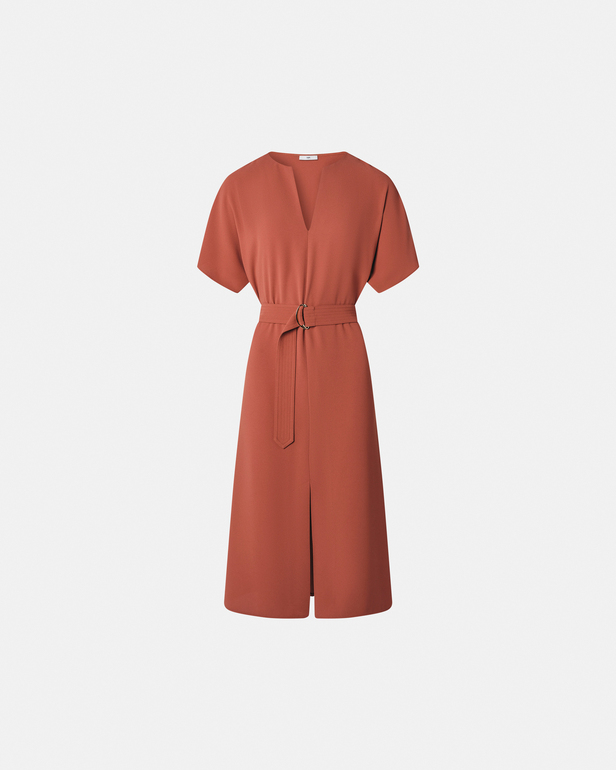 Robe Rafaelle Robe fluide en cr&ecirc;pe brique ZAPA