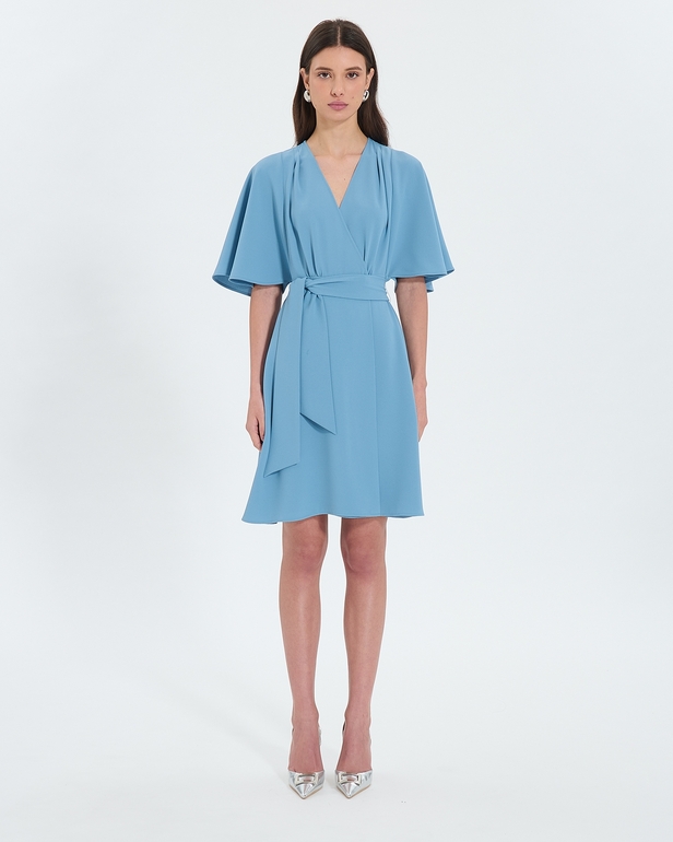 Robe Russel Robe portefeuille en cr&ecirc;pe bleue ZAPA