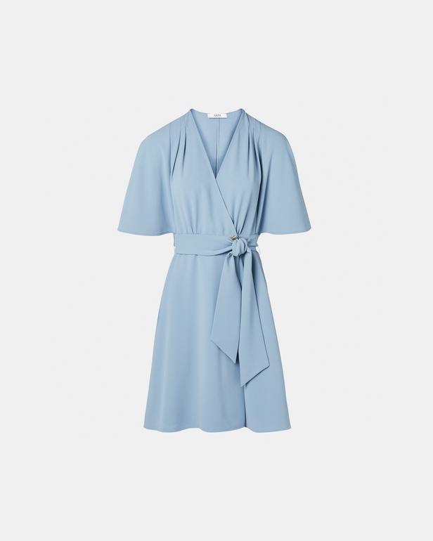 Robe Russel Robe portefeuille en cr&ecirc;pe bleue ZAPA
