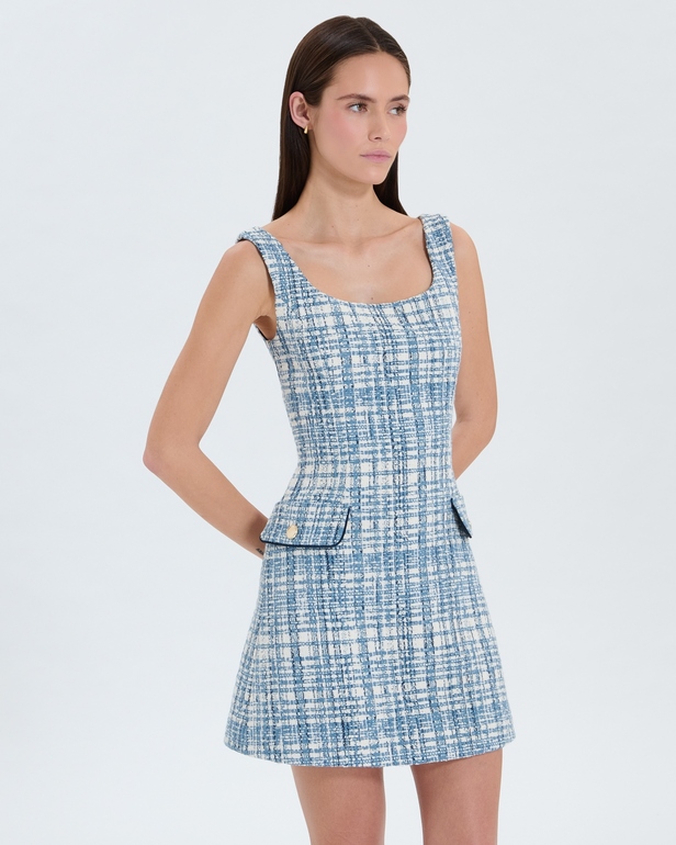 Robe Rea Robe courte en tweed bleue ZAPA