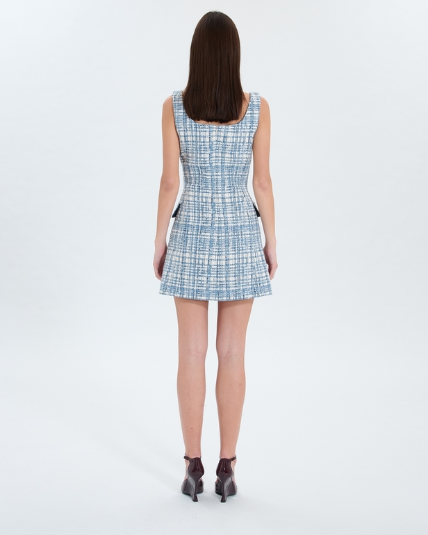 Robe Rea Robe courte en tweed bleue ZAPA