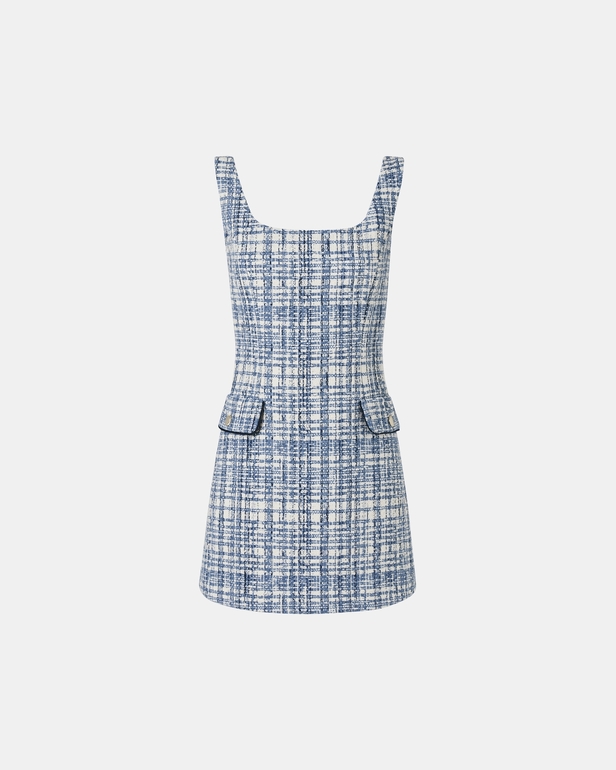 Robe Rea Robe courte en tweed bleue ZAPA