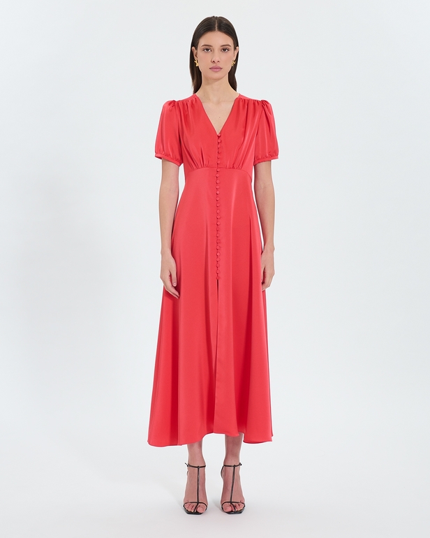 Robe Romarin Robe longue satin&eacute;e corail ZAPA