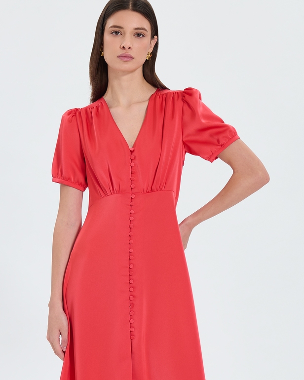 Robe Romarin Robe longue satin&eacute;e corail ZAPA