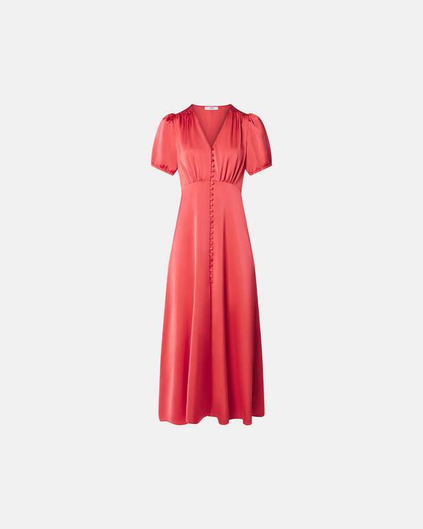 Robe Romarin Robe longue satin&eacute;e corail ZAPA