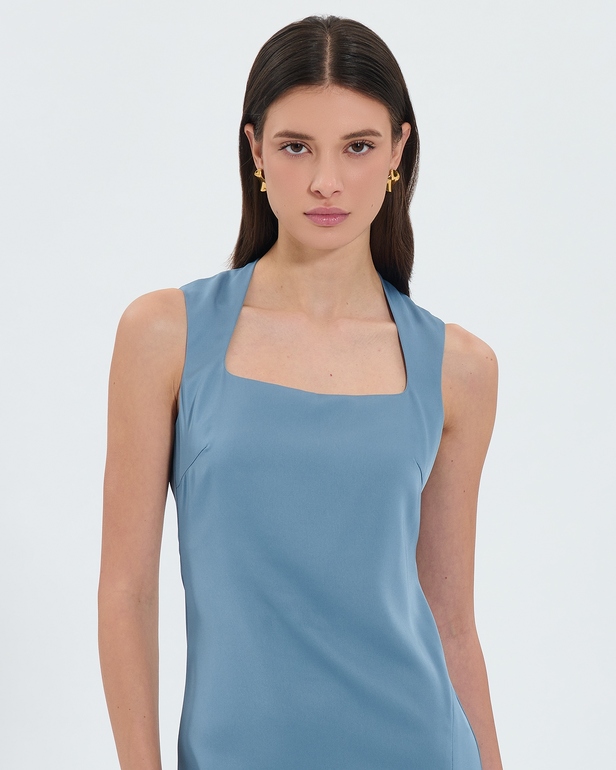 Robe Roel Robe midi satin&eacute;e bleue hortensia ZAPA