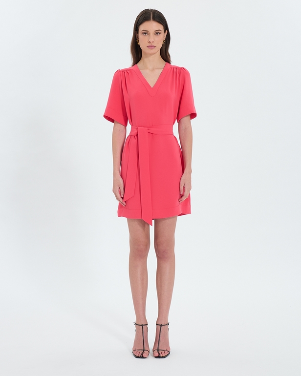 Robe Retie Robe droite cintr&eacute;e corail ZAPA