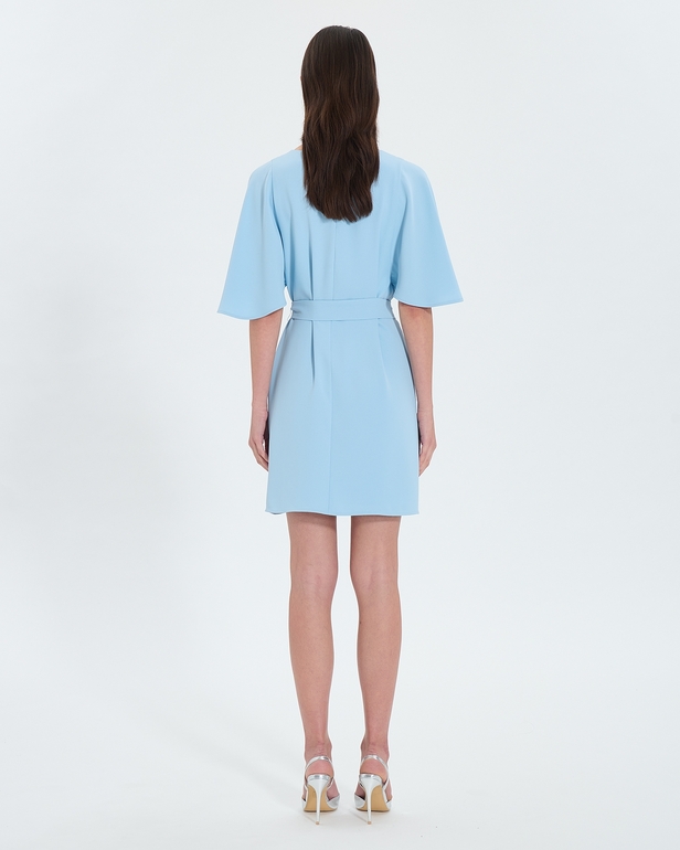 Robe Rubilinda Robe courte en cr&ecirc;pe bleu ciel ZAPA