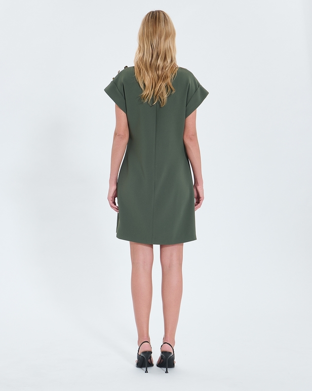 Robe Rehina Robe courte en cr&ecirc;pe kaki ZAPA