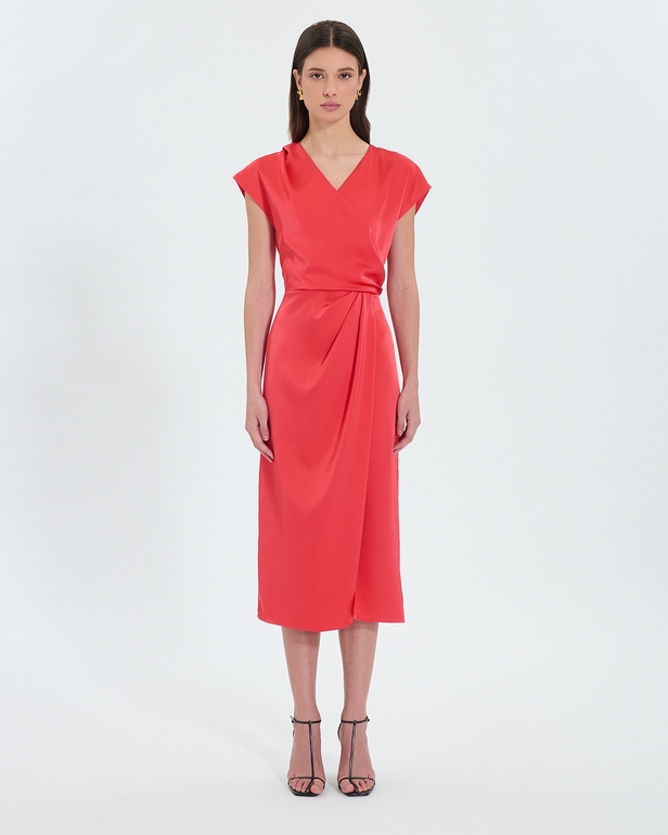 Robe Rang Robe satin&eacute;e corail ZAPA