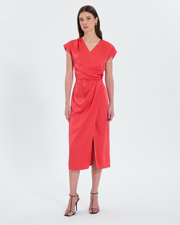Robe Rang Robe satin&eacute;e corail ZAPA