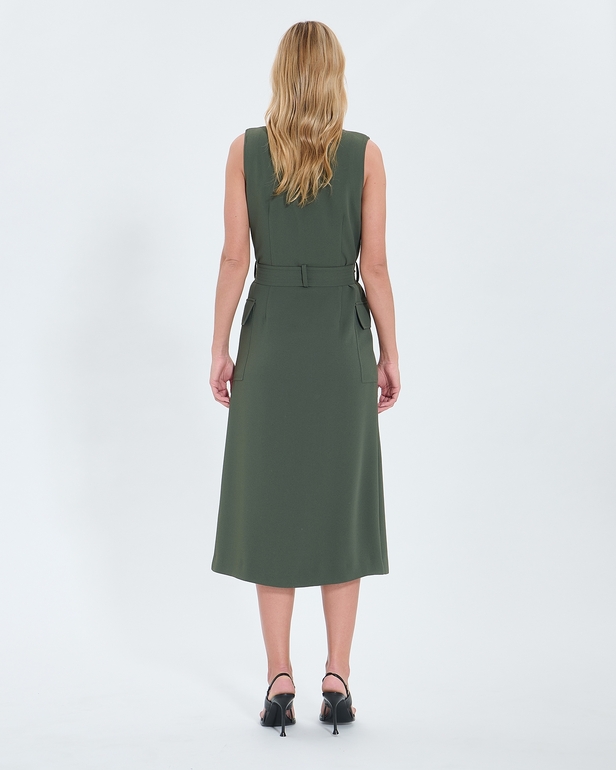 Robe Rumi Robe longue en cr&ecirc;pe kaki ZAPA
