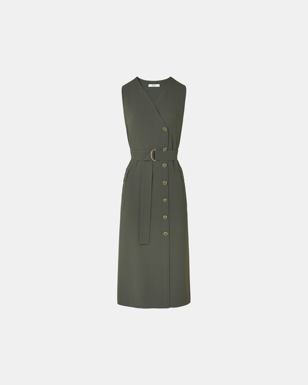 Robe Rumi Robe longue en cr&ecirc;pe kaki ZAPA