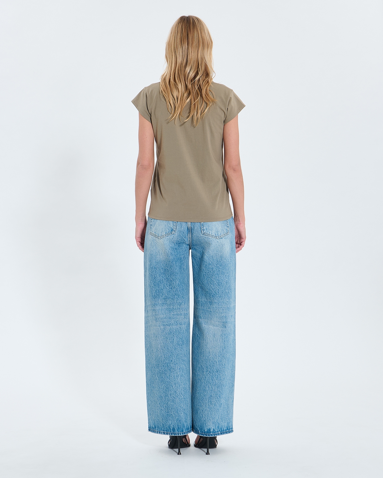 Top Tulipe Tee-shirt col V kaki ZAPA