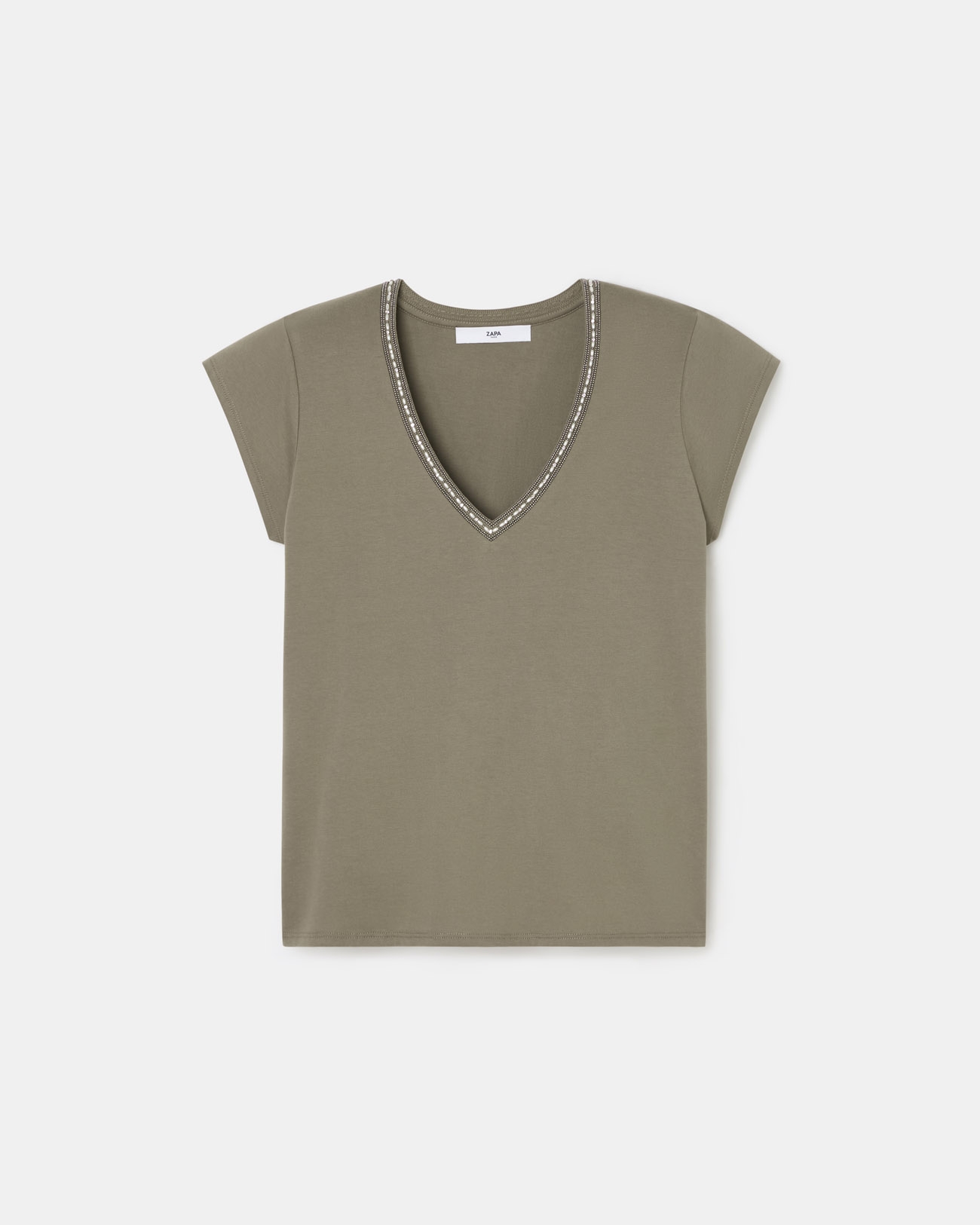 Top Tulipe Tee-shirt col V kaki ZAPA