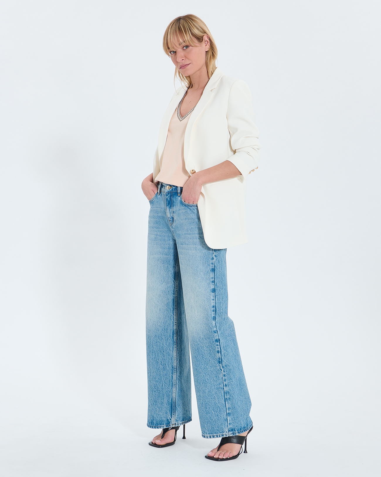 Top Tulipe Tee-shirt col V nude ZAPA