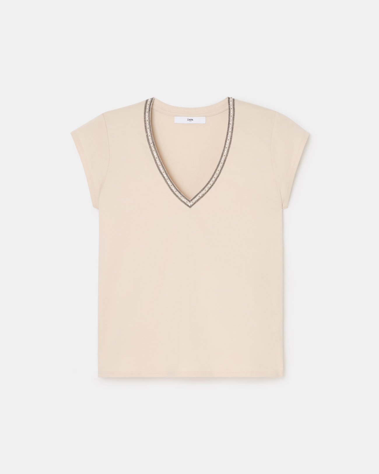 Top Tulipe Tee-shirt col V nude ZAPA