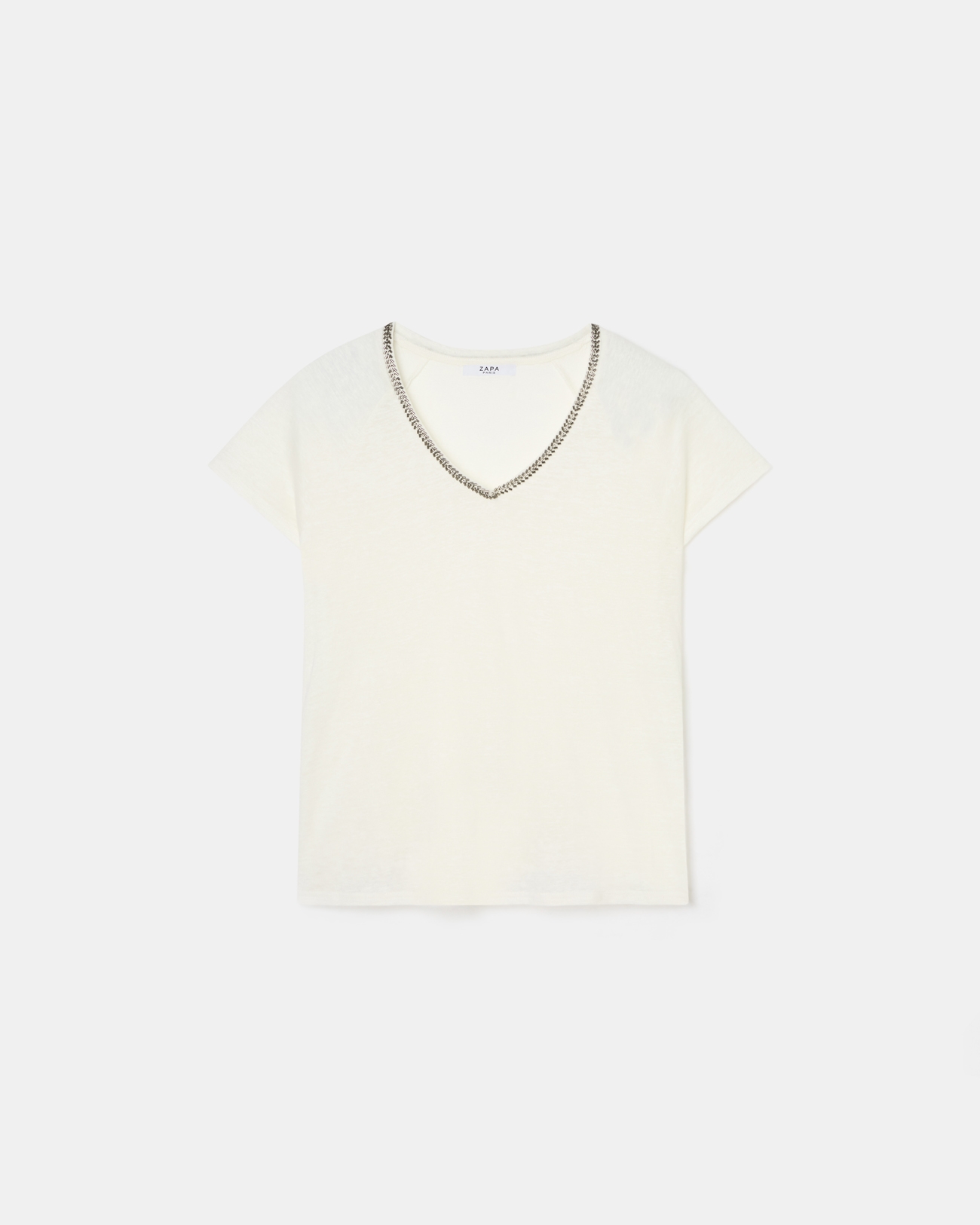 Top Tressie Tee-shirt en lin &eacute;cru ZAPA