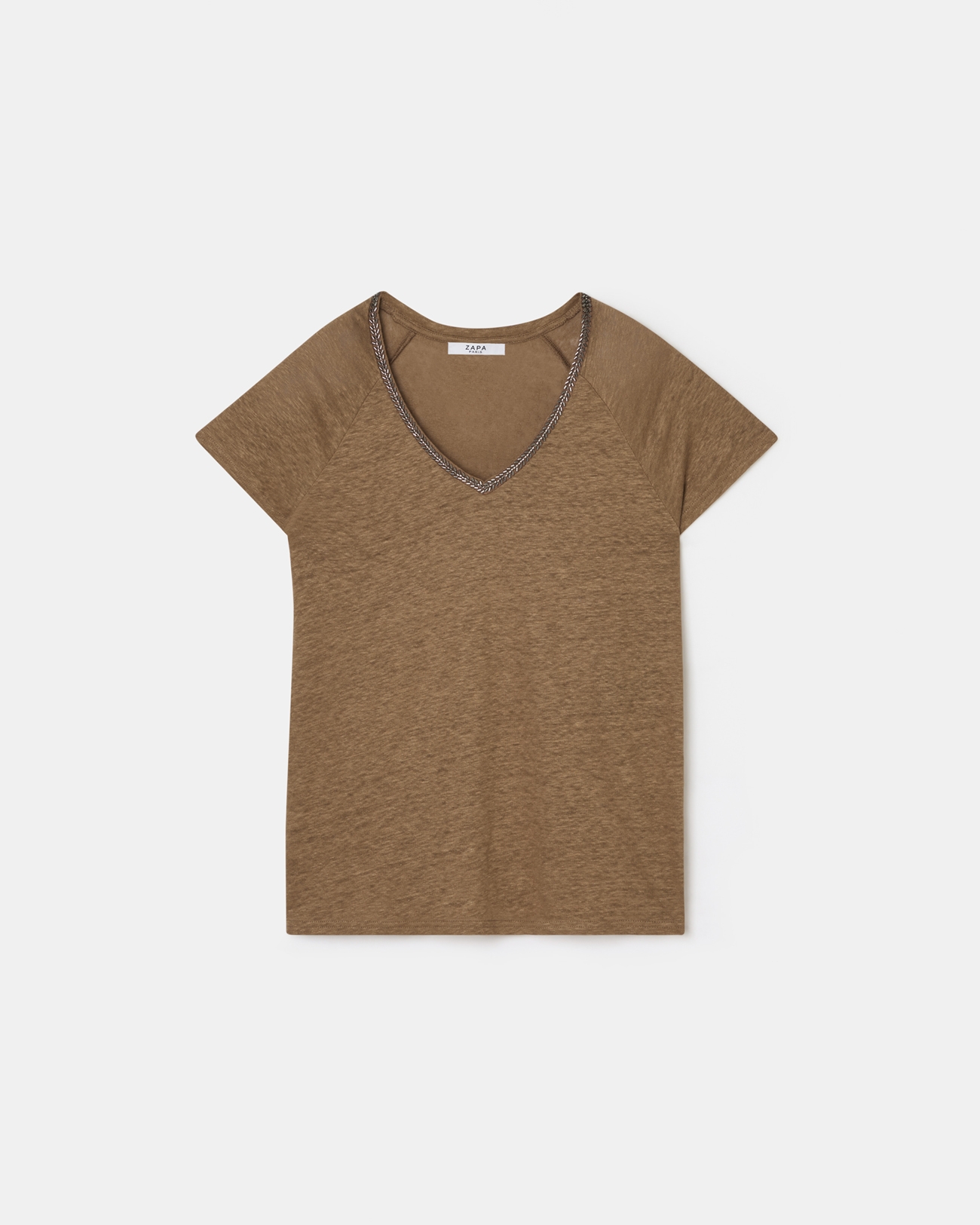 Top Tressie Tee-shirt en lin tabac ZAPA