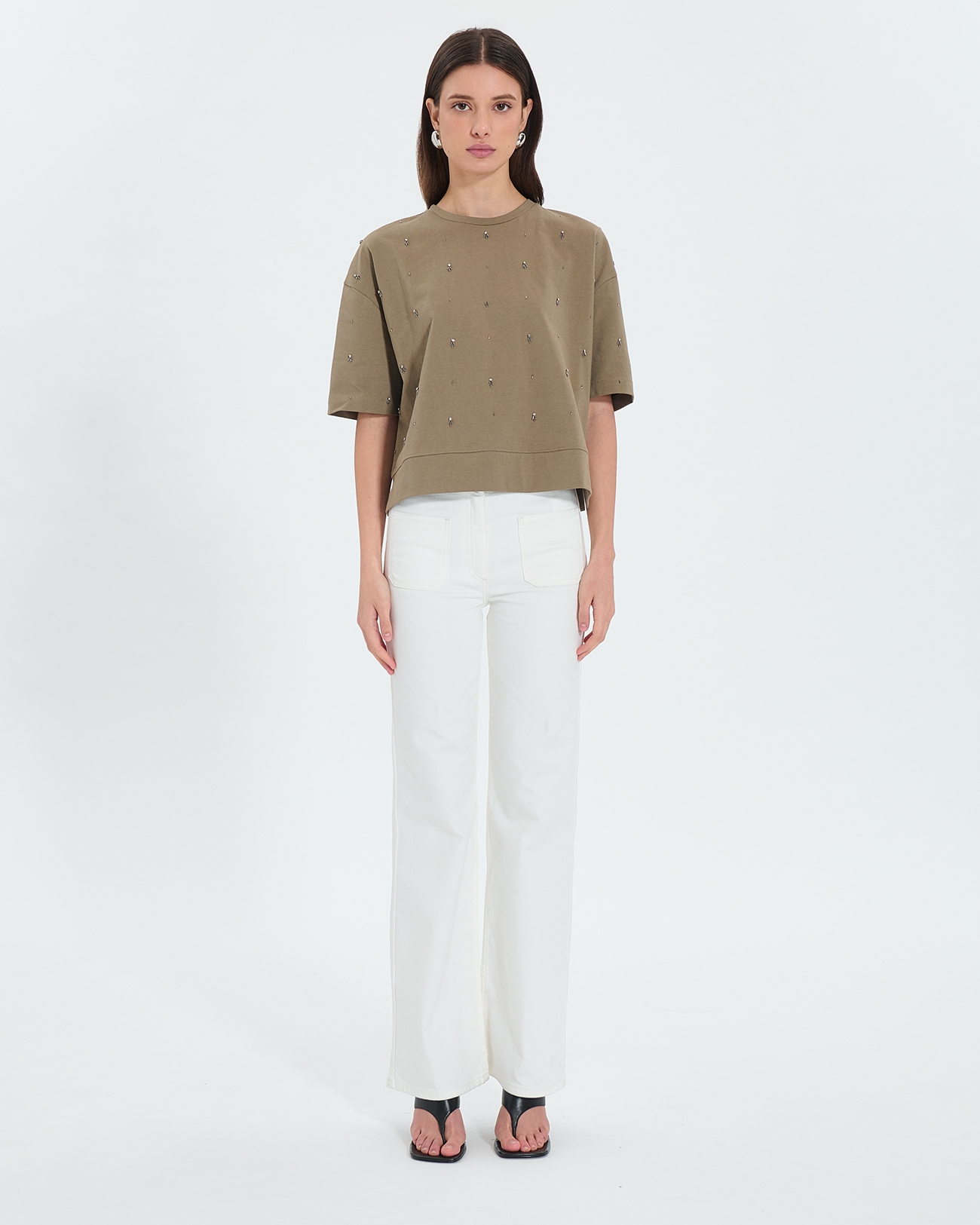 Top Totora Tee-shirt &agrave; ornements kaki ZAPA