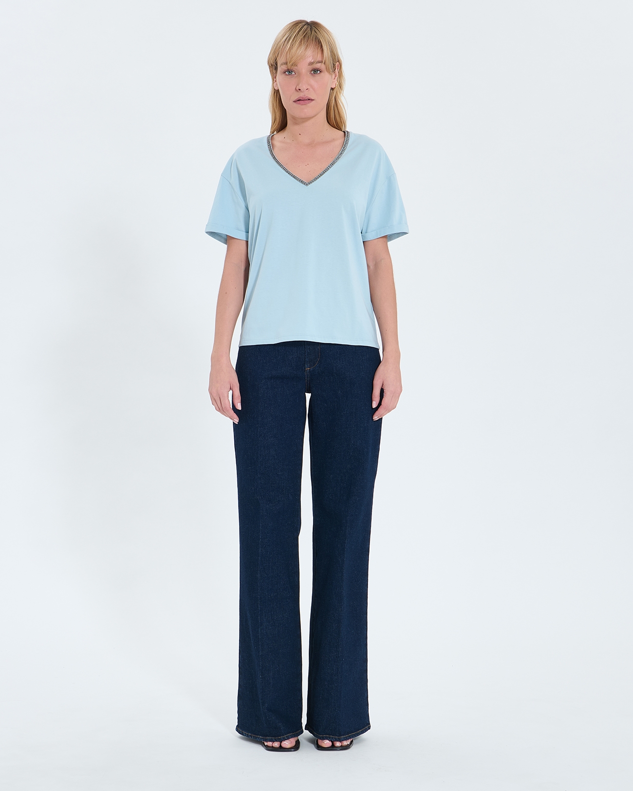 Top Taylor Tee-shirt ajust&eacute; en coton bleu ciel ZAPA