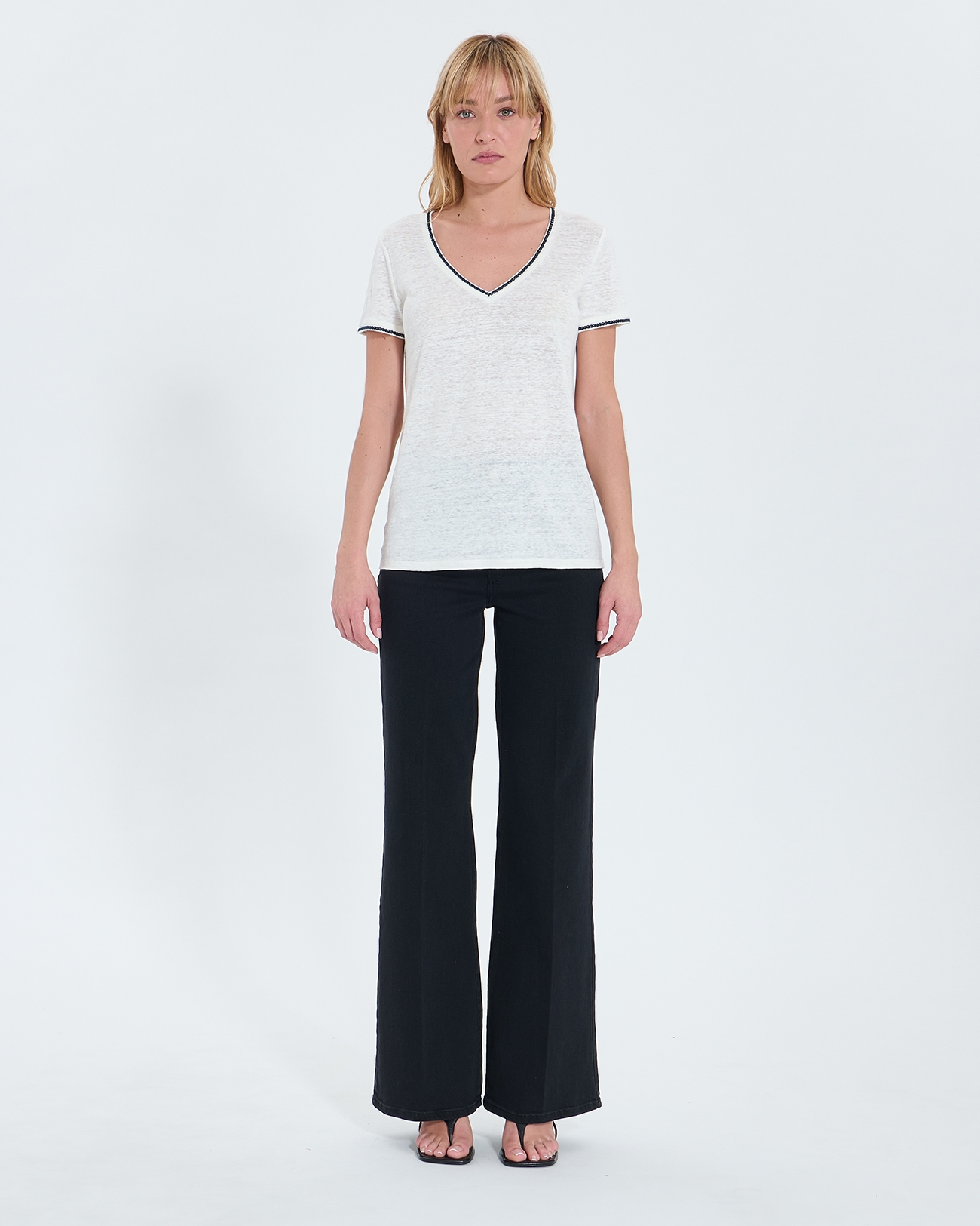 Top Tasmila Tee-shirt en lin &eacute;cru ZAPA