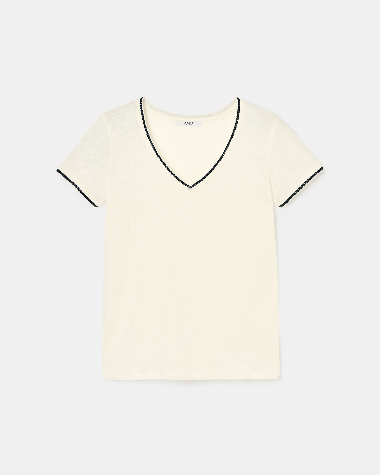 Top Tasmila Tee-shirt en lin &eacute;cru ZAPA