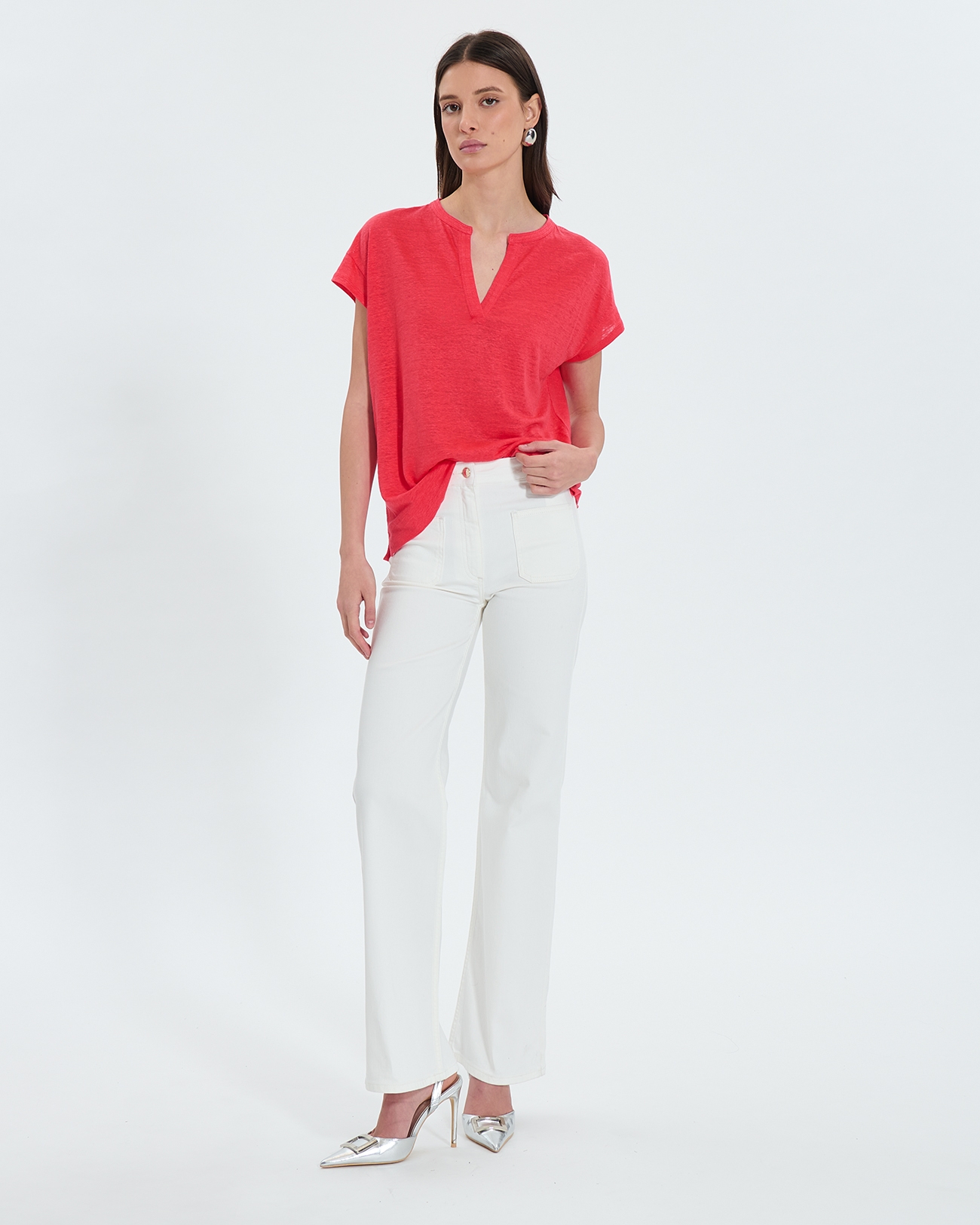 Top Thebes Top en lin corail ZAPA