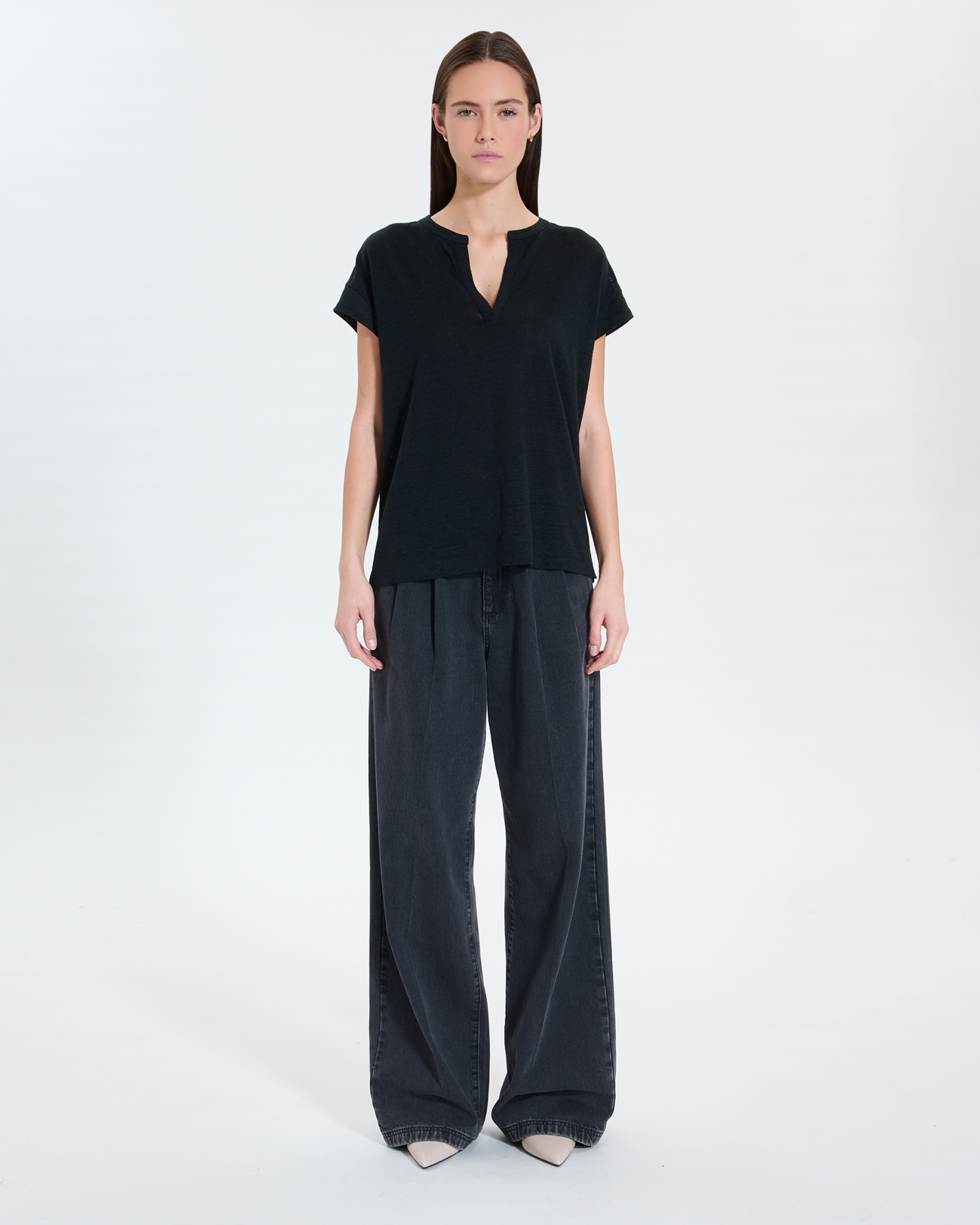 Top Thebes Top en lin noir ZAPA