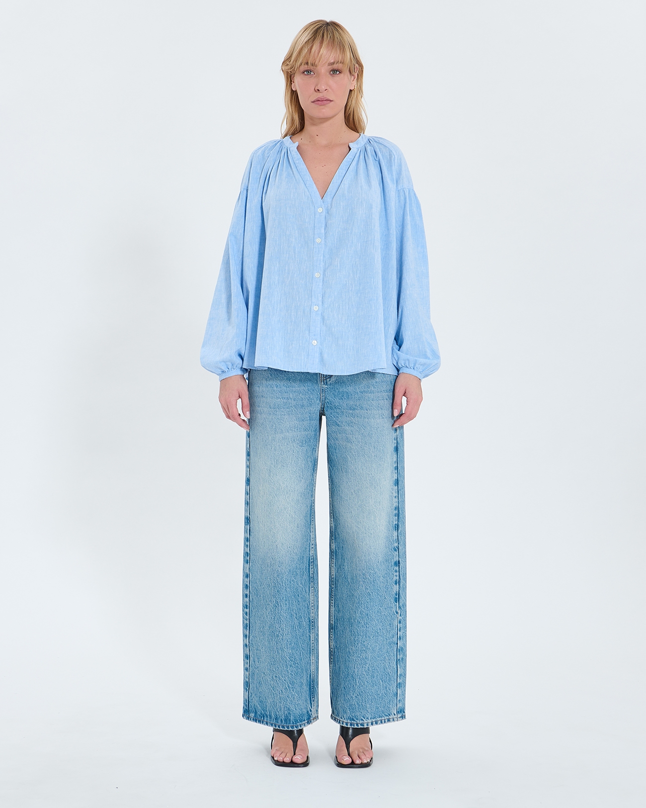 Chemise Coralia Chemise fluide en coton bleue ciel ZAPA