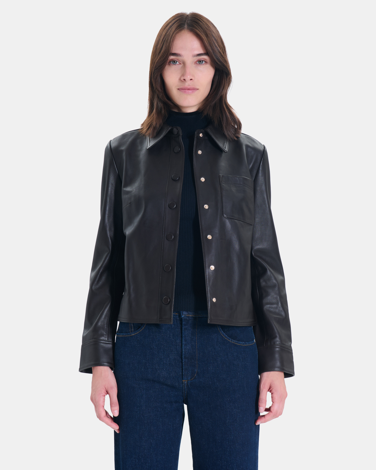 Chemise Conie Chemise chocolat en cuir ZAPA