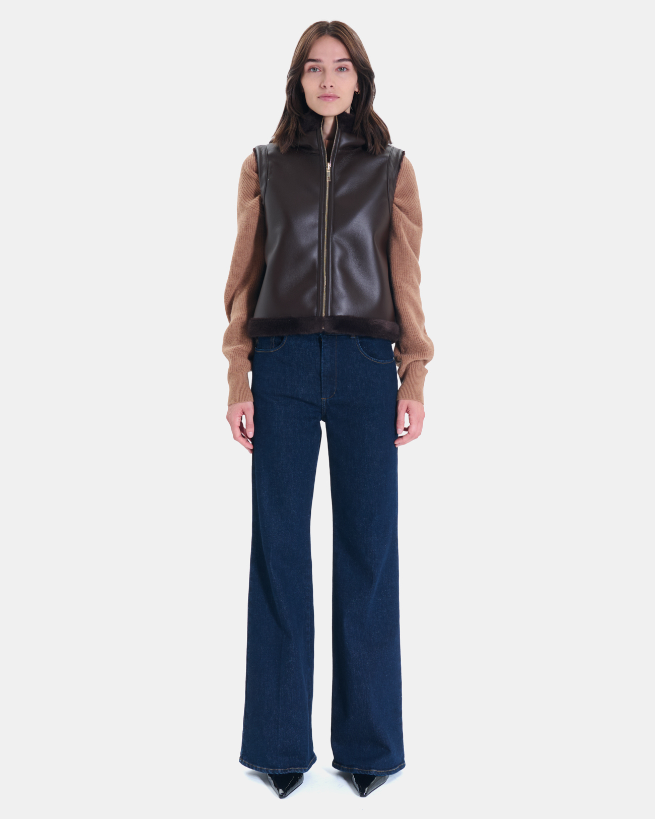 Gilet Gentab Gilet r&eacute;versible chocolat ZAPA