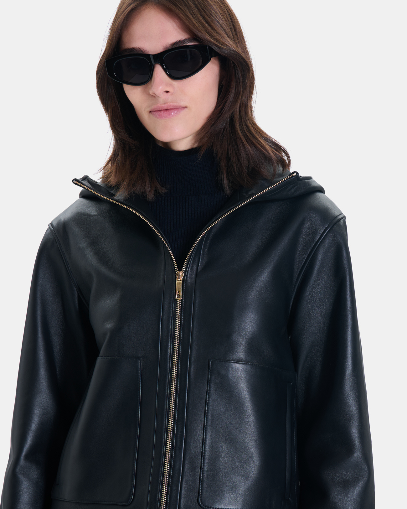Manteau Marjo Veste courte en cuir noir ZAPA