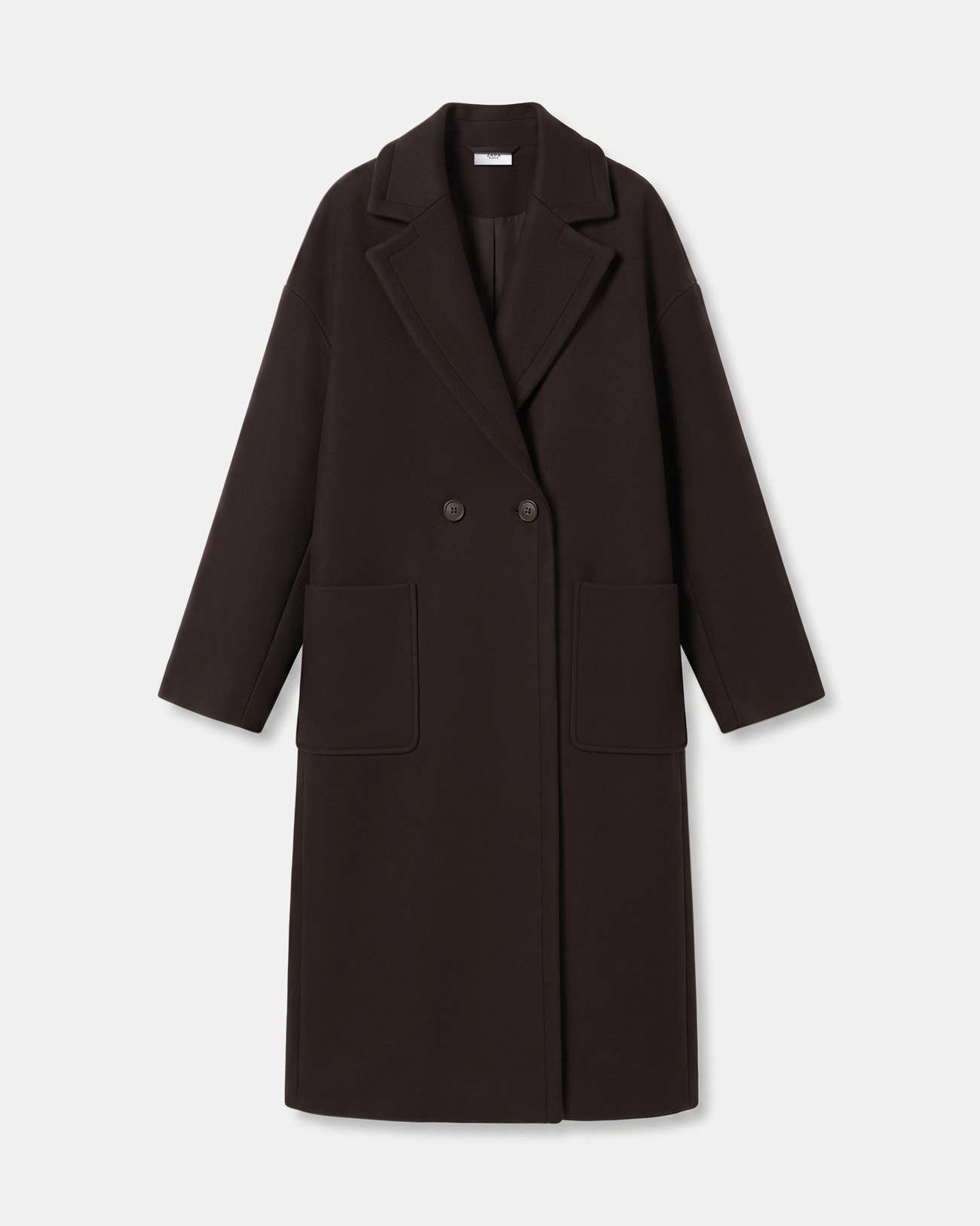 Manteau Miranda Manteau long en laine m&eacute;lang&eacute;e chocolat ZAPA