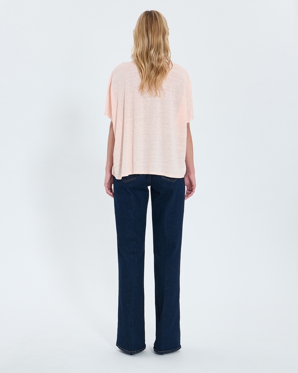 Top Timmy T-shirt col V en lin nude ZAPA