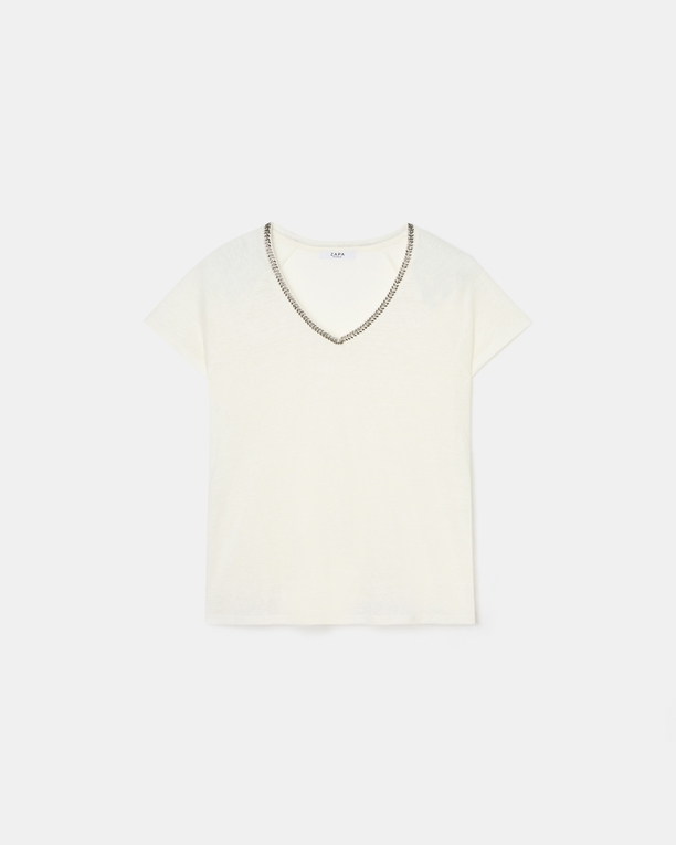 Top Tressie Tee-shirt en lin écru ZAPA