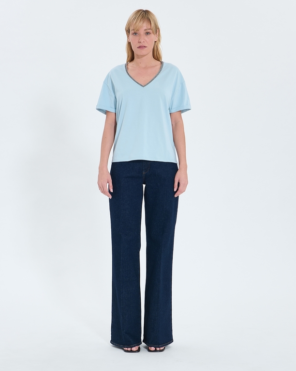 Top Taylor Tee-shirt ajusté en coton bleu ciel ZAPA
