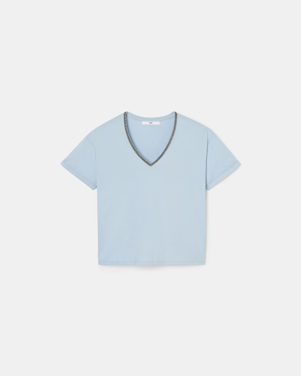 Top Taylor Tee-shirt ajusté en coton bleu ciel ZAPA