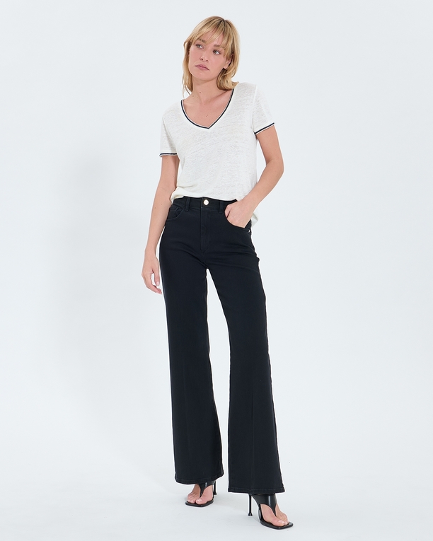 Top Tasmila Tee-shirt en lin écru ZAPA