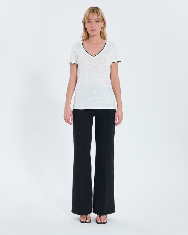Top Tasmila Tee-shirt en lin écru ZAPA