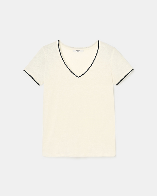 Top Tasmila Tee-shirt en lin écru ZAPA