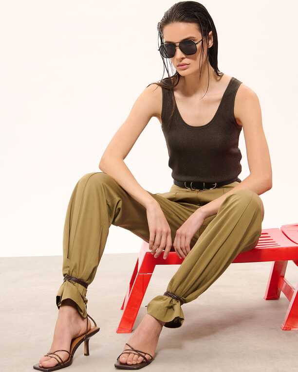 Top Nara Débardeur kaki pailleté ZAPA