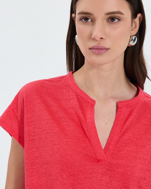 Top Thebes Top en lin corail ZAPA
